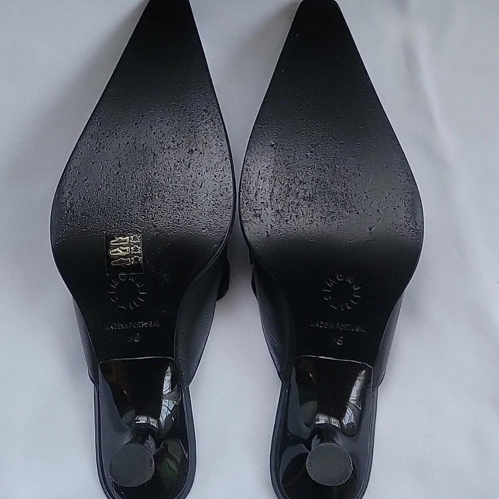 Simon Miller Black and Cream Pointed Penny Leather Mules - Picture 5 of 7